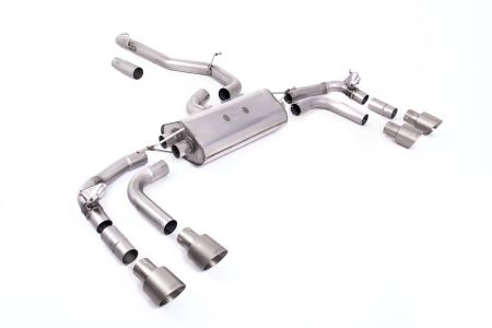 Non-Resonated (Louder) GPF/OPF Back Exhaust System with GT-100 Titanium Trims - Re-uses Factory Valve Motors
