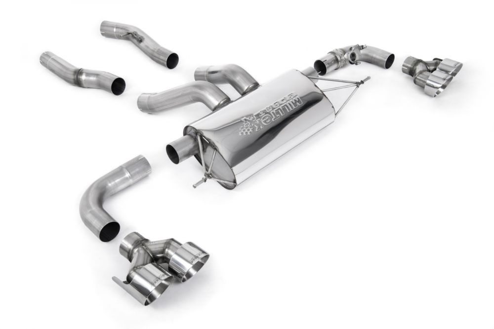 Particulate Filter Back Exhaust System with Quad GT-100 Polished Trims