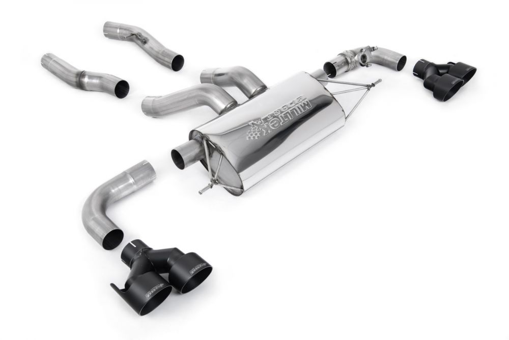 Particulate Filter Back Exhaust System with Quad GT-100 Cerakote Black Trims