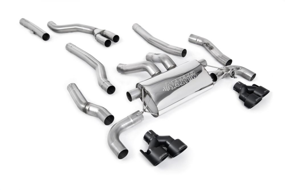 Cat Back Exhaust System with Quad GT-100 Cerakote Black Trims