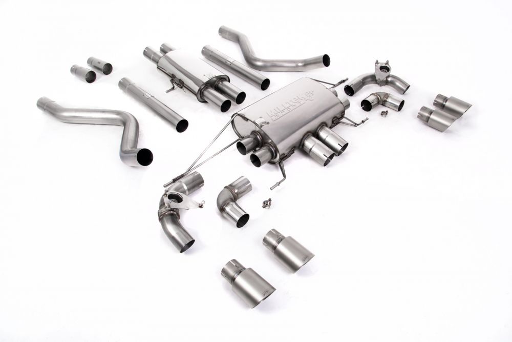 Resonated (Quieter) GPF/OPF Back Valved System with Quad GT-90 Brushed Titanium Trims