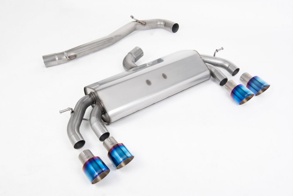 Non-Valved & Non-Resonated (Louder) Cat-Back Race Exhaust System with Burnt Titanium GT-100 Round Tips