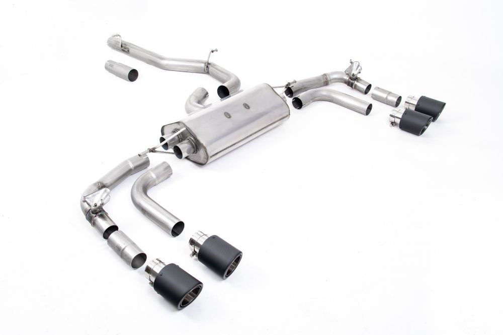 Non-Resonated (Louder) GPF/OPF Back Exhaust System with JET-100 Carbon Trims - Re-uses Factory Valve Motors